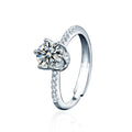 Couples Round Moissanite Wedding Rings in white gold-plated S925 sterling silver on clean white background