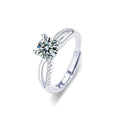 Round Moissanite Couples Wedding Rings with CZ in white gold-plated S925 sterling silver on clean white background