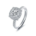 Round Moissanite Adjustable Engagement Ring with CZ in gold-plated S925 sterling silver on clean white background