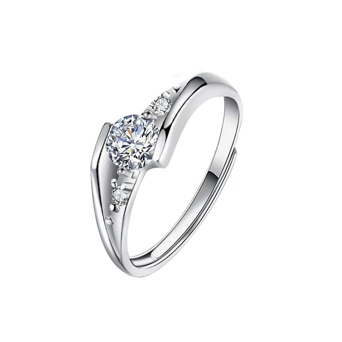 Round Moissanite Couples Wedding Rings in gold-plated S925 sterling silver on clean white background