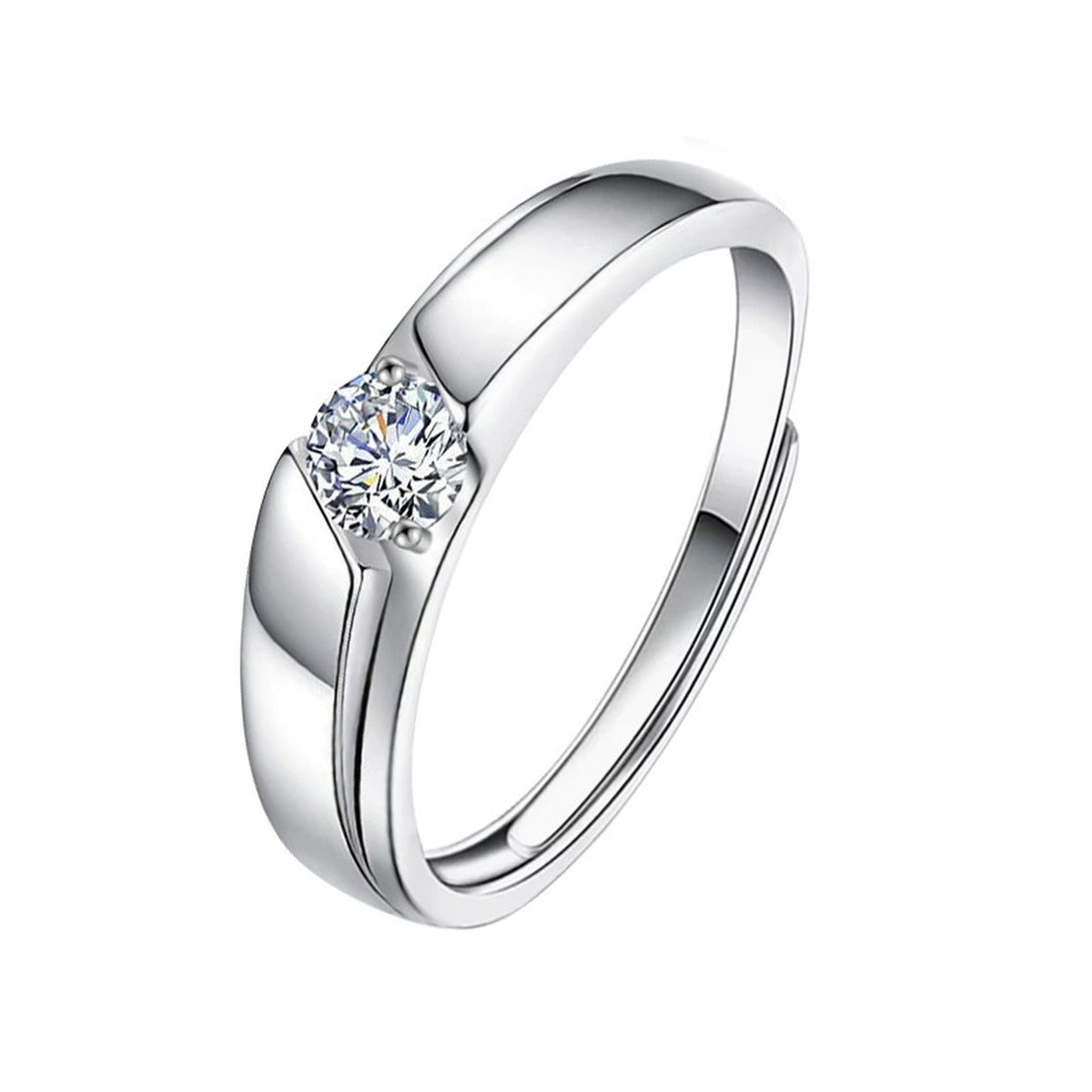 Round Moissanite Couples Wedding Rings in gold-plated S925 sterling silver on clean white background