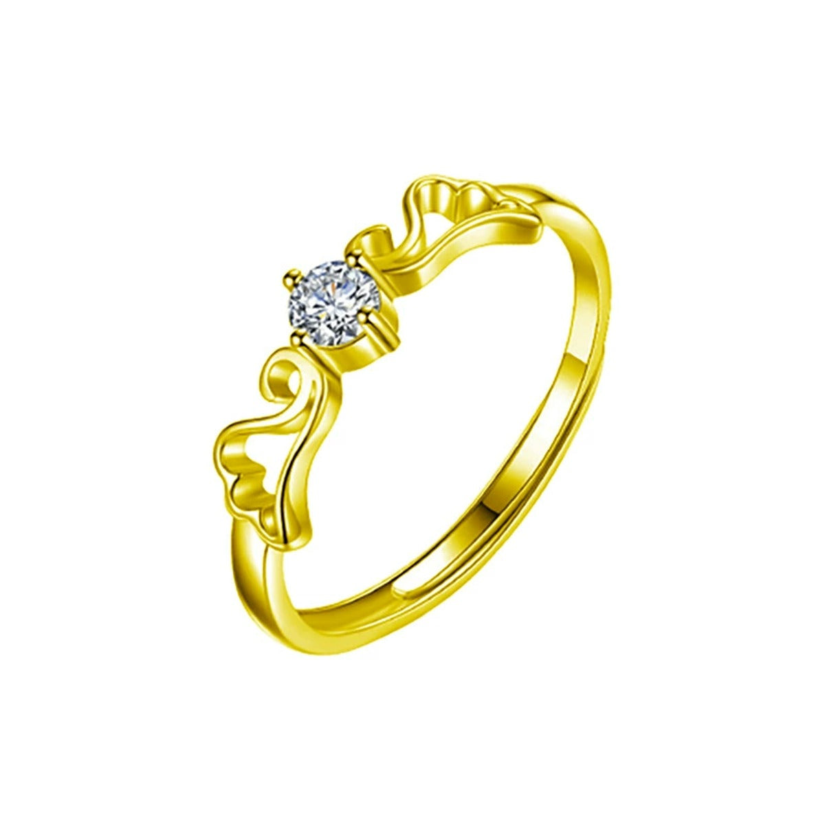 Round Moissanite Couples Wedding Rings in gold-plated S925 sterling silver on clean white background