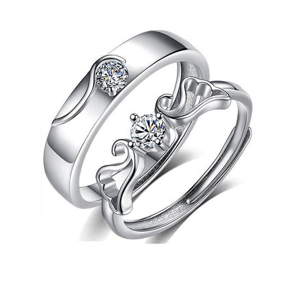Round Moissanite Couples Wedding Rings in gold-plated S925 sterling silver on clean white background