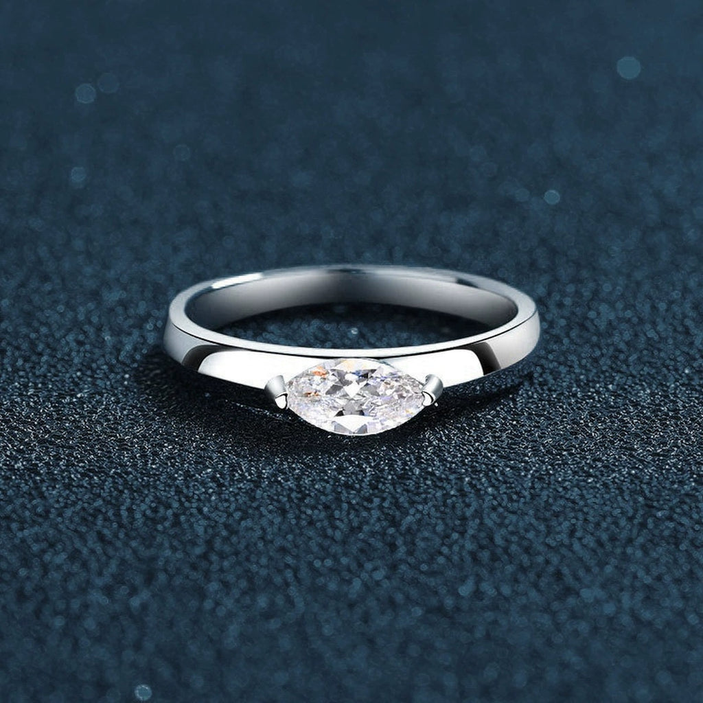 Marquise Moissanite Wedding Band close-up detail view with moissanite sparkle