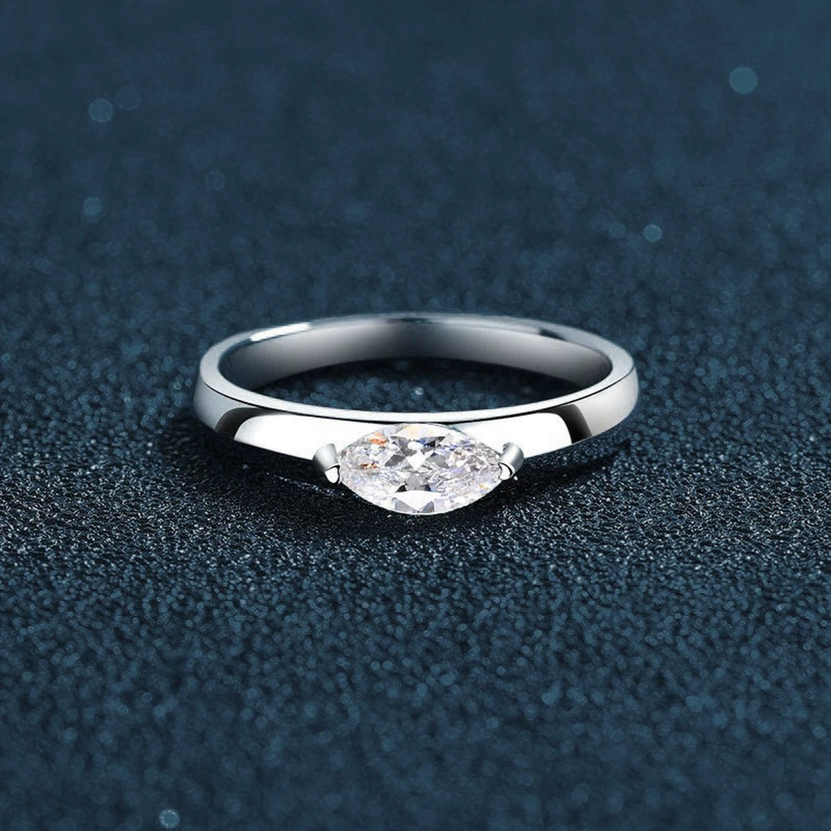 Marquise Moissanite Wedding Band close-up detail view with moissanite sparkle