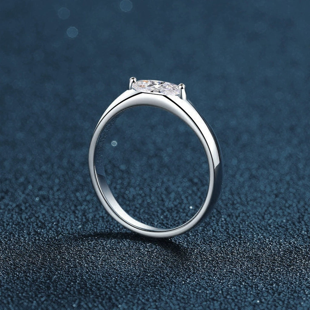 Marquise Moissanite Wedding Band close-up detail view with moissanite sparkle
