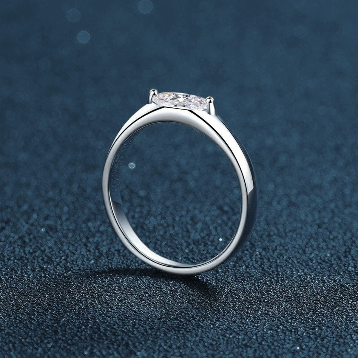 Marquise Moissanite Wedding Band close-up detail view with moissanite sparkle