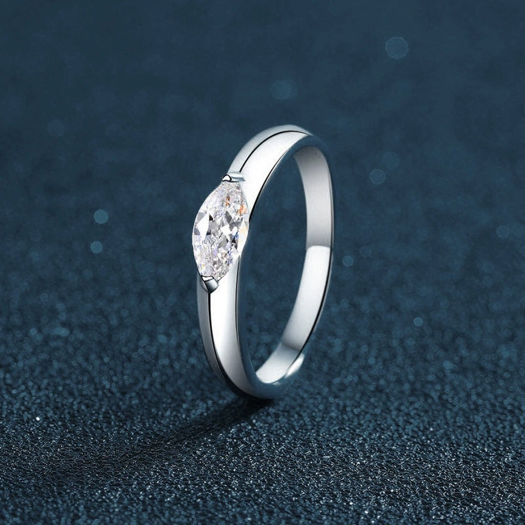 Marquise Moissanite Wedding Band close-up detail view with moissanite sparkle