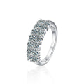 Multi-Row Round Moissanite Anniversary Ring in white gold-plated S925 sterling silver on clean white background
