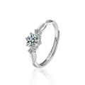 Interlaced Couples Adjustable Wedding Rings in white gold-plated S925 sterling silver on clean white background