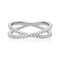 Twist Round Moissanite Wedding Band in white gold-plated S925 sterling silver on clean white background