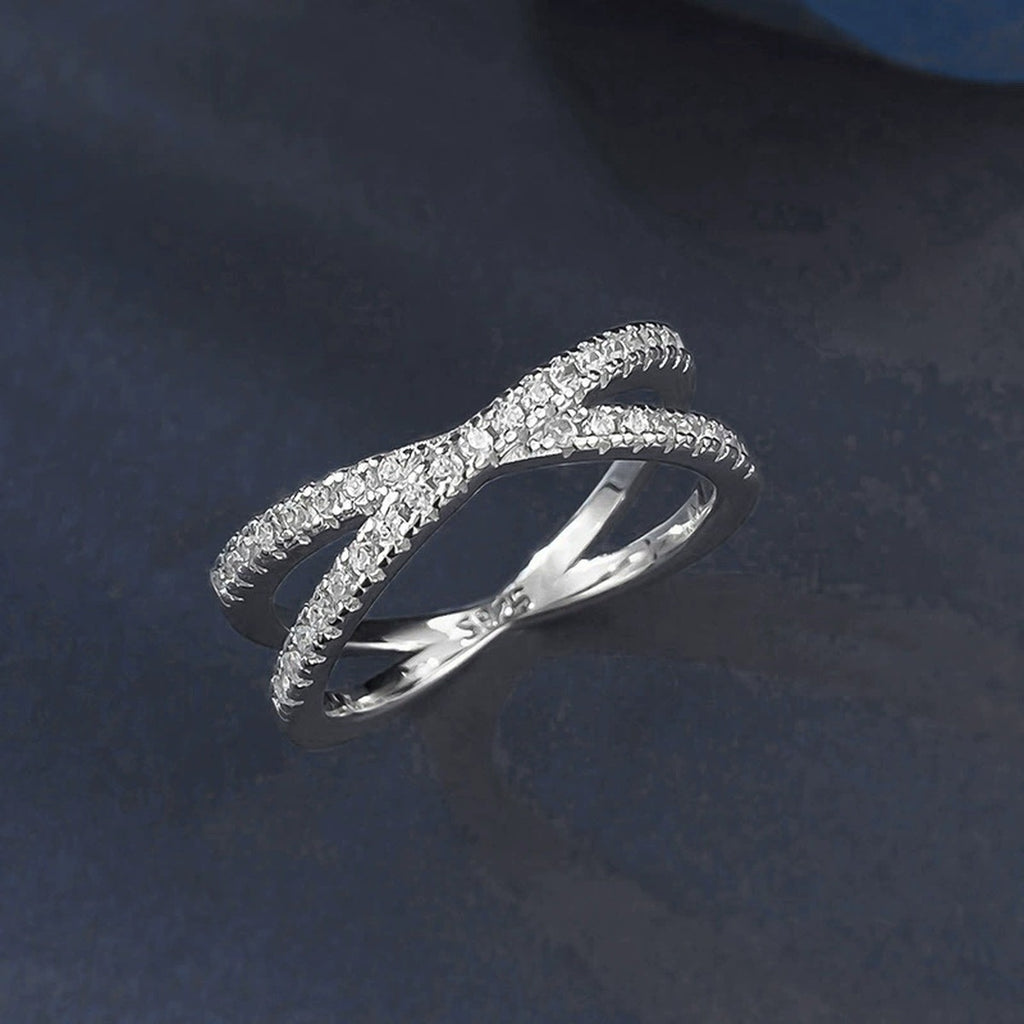 Twist Round Moissanite Wedding Band close-up detail view with moissanite sparkle