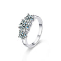 Five-Stone Round Moissanite Engagement Ring with CZ in white gold-plated S925 sterling silver on clean white background