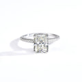 Radiant Cut Moissanite Engagement Ring with CZ in white gold-plated S925 sterling silver on clean white background