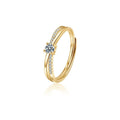 Round Moissanite Couples Wedding Rings in gold-plated S925 sterling silver on clean white background