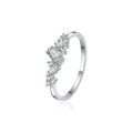 Marquise Cut Moissanite Wedding Ring with CZ in white gold-plated S925 sterling silver on clean white background