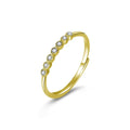 Bezel Round Moissanite Adjustable Wedding Band in gold-plated S925 sterling silver on clean white background