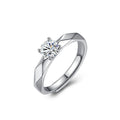 Round Moissanite Couples Wedding Rings in white gold-plated S925 sterling silver on clean white background
