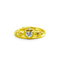Crown Heart Cut Moissanite Adjustable Ring with CZ in gold-plated S925 sterling silver on clean white background