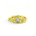 Crown Round Moissanite Adjustable Ring with CZ in gold-plated S925 sterling silver on clean white background
