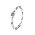 Vine Round Moissanite Wedding Band with CZ in white gold-plated S925 sterling silver on clean white background