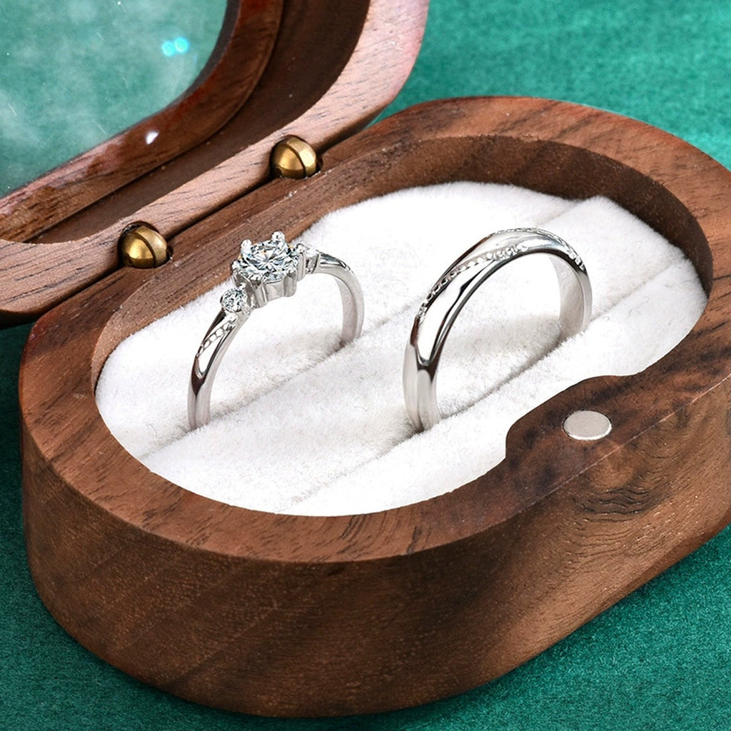 Round Moissanite Couples Wedding Rings detailed product photo showing ring shape and stone setting