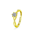 Twist Round Moissanite Adjustable Ring in gold-plated S925 sterling silver on clean white background