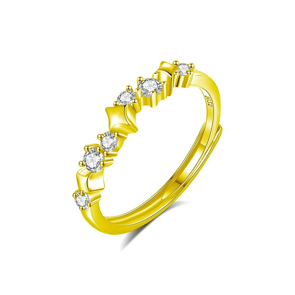 Graduated Round Moissanite Wedding Band in gold-plated S925 sterling silver on clean white background