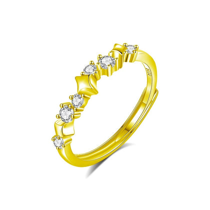 Graduated Round Moissanite Wedding Band in gold-plated S925 sterling silver on clean white background