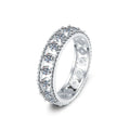 Pave Round Moissanite Eternity Wedding Band in white gold-plated S925 sterling silver on clean white background