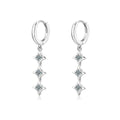 Star Moissanite Hoop Dangle Earrings in White Gold-Plated S925 sterling silver white background product photo showing the pair, stone shape, and hoop dangle earrings silhouette