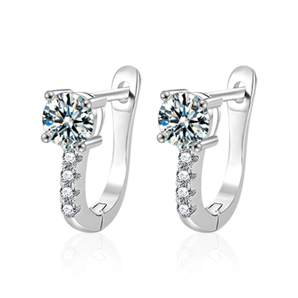 Round Moissanite Pavé Huggie Hoop Earrings with CZ in Gold-Plated S925 sterling silver product scene view showing front sparkle