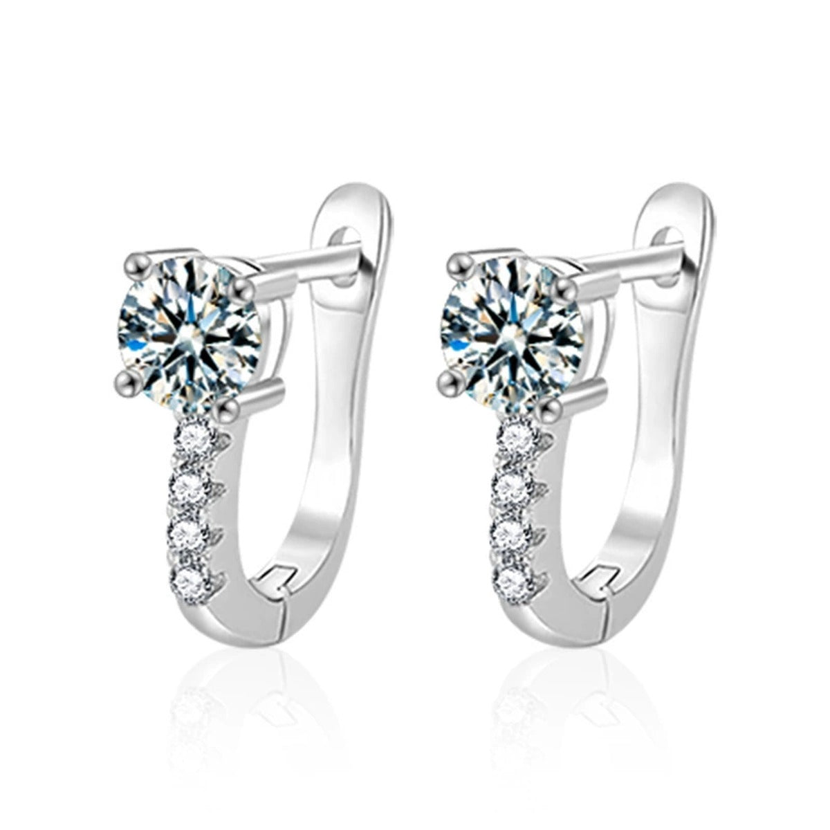 Round Moissanite Pavé Huggie Hoop Earrings with CZ in Gold-Plated S925 sterling silver product scene view showing front sparkle