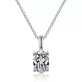 oval moissanite pendant necklace on white background