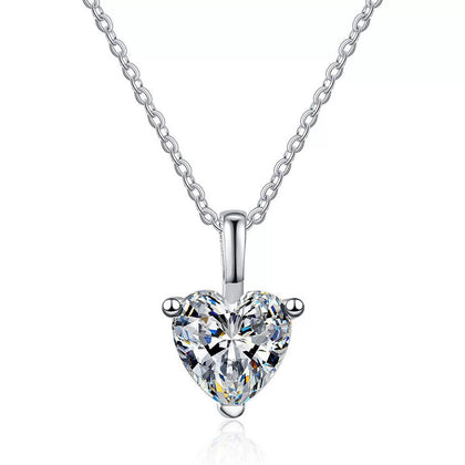 heart moissanite pendant necklace on white background