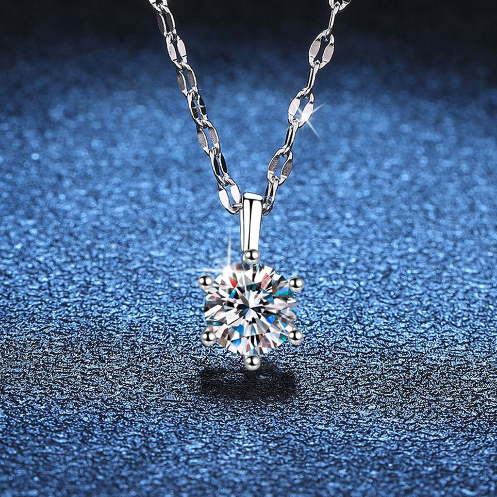 round moissanite solitaire pendant necklace product view 