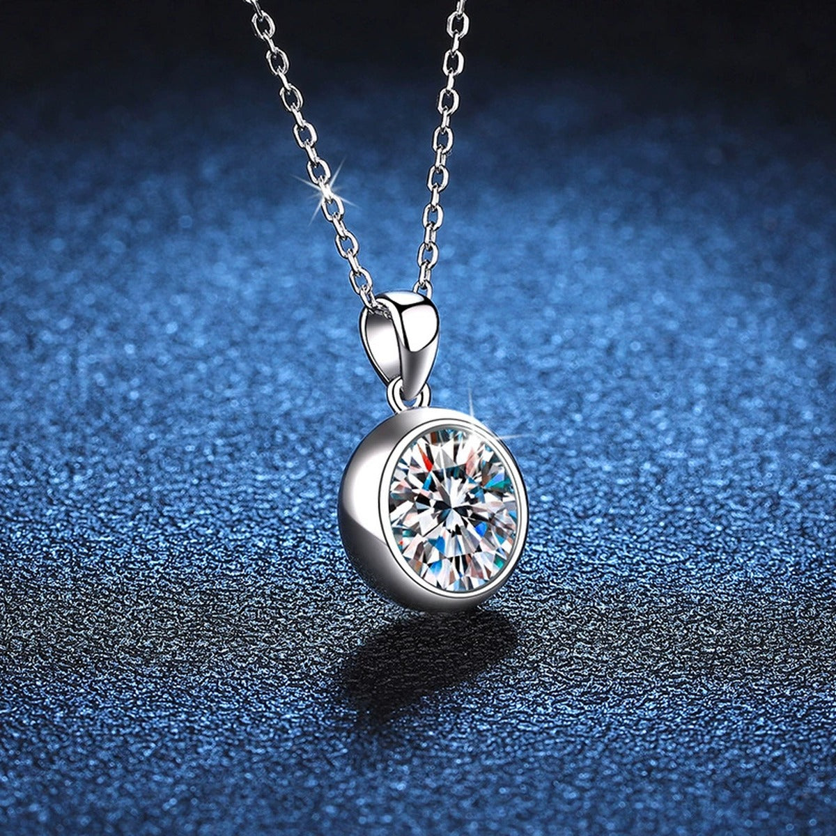 bezel round moissanite pendant necklace product view