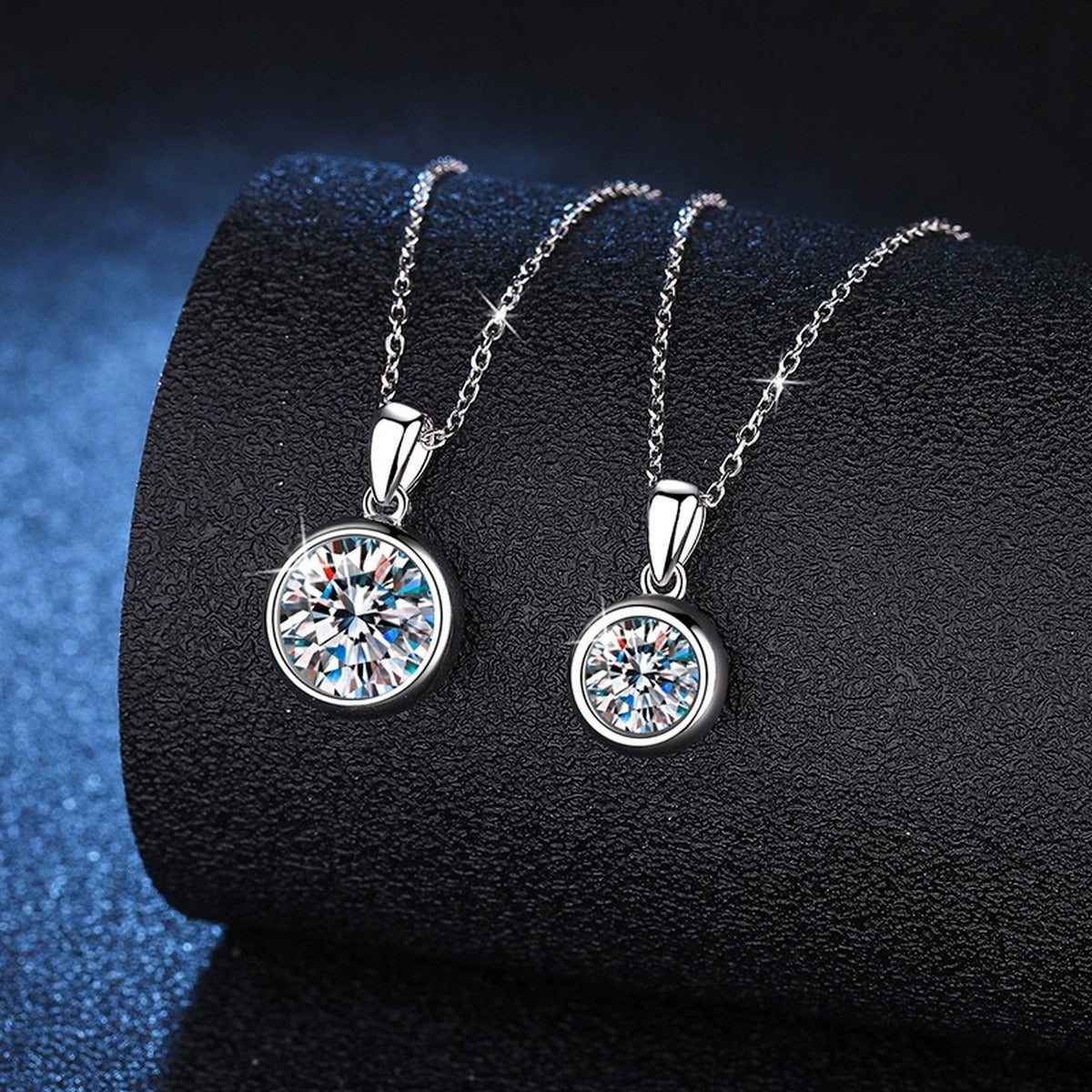 bezel round moissanite pendant necklace product view