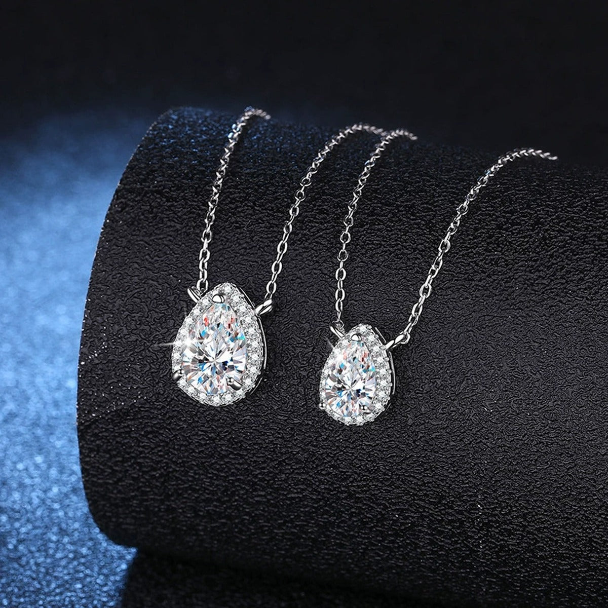 pear moissanite halo pendant necklace product view