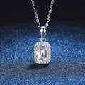 emerald cut moissanite halo pendant necklace product view