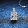 emerald cut moissanite pendant necklace detail view