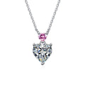 pink accent heart moissanite pendant necklace on white background product view