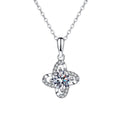 clover moissanite pendant necklace on white background product view