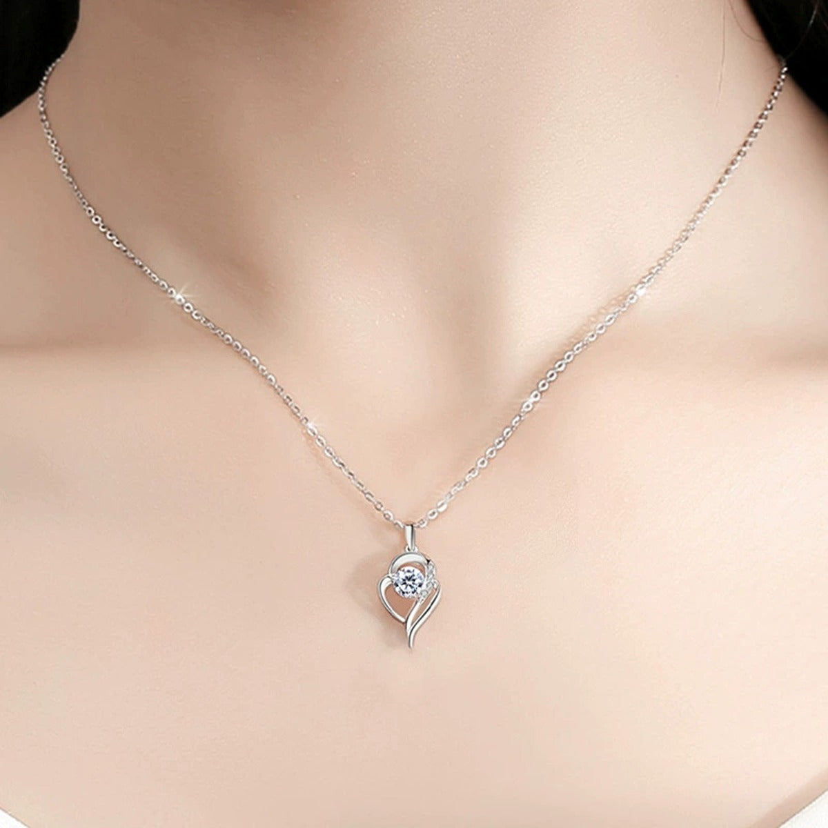 swirl round moissanite pendant necklace model or lifestyle view