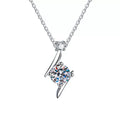 curved round moissanite pendant necklace on white background product view