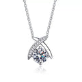 crossover round moissanite pendant necklace on white background product view