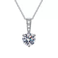 round moissanite pendant necklace with pavé bail on white background product view