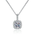 cushion halo moissanite pendant necklace on white background product view