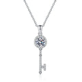 key round moissanite pendant necklace on white background product view