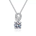 swirl round moissanite pendant necklace on white background product view